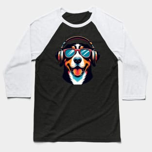 Entlebucher Mountain Dog Smiling DJ with Melodic Beats Baseball T-Shirt